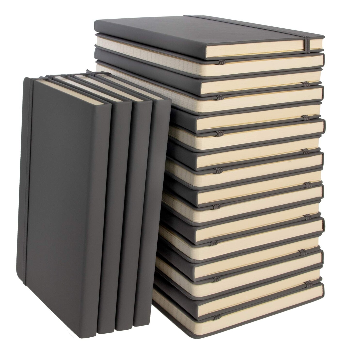 Simply Genius 20 Pack A5 Dotted Hardcover Notebooks, 192 pages, 5.7" x 8.4", Writing Journal for Work, Travel, Business, School & More, Grid Notebook for Men & Women - Gray