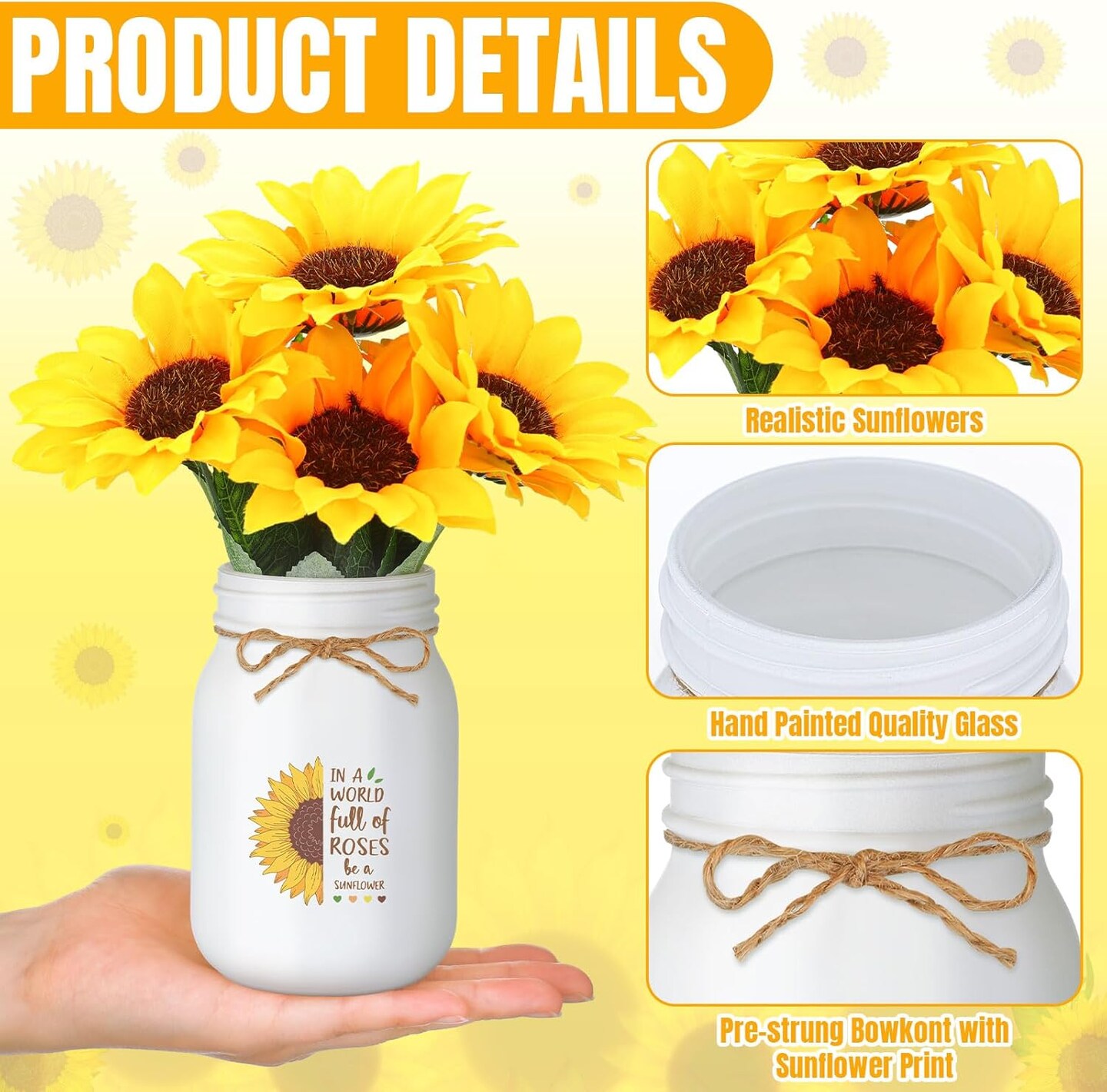 Artificial Sunflower Decor Set of 3 Sunflower Table Centerpiece