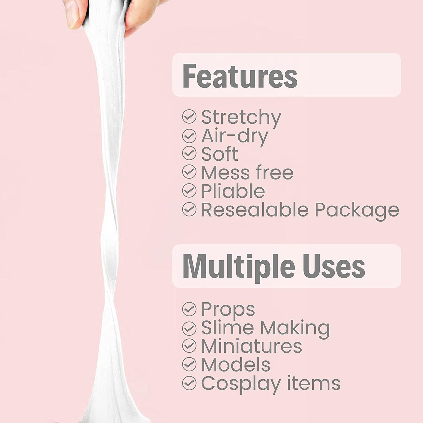 White Modeling Foam Clay Lite – 500g / 1.1 lbs Soft & Squishy Air-Dry Foam Clay for Fake Bake, Cosplay, Flower Mirrors, Slime & DIY Crafts