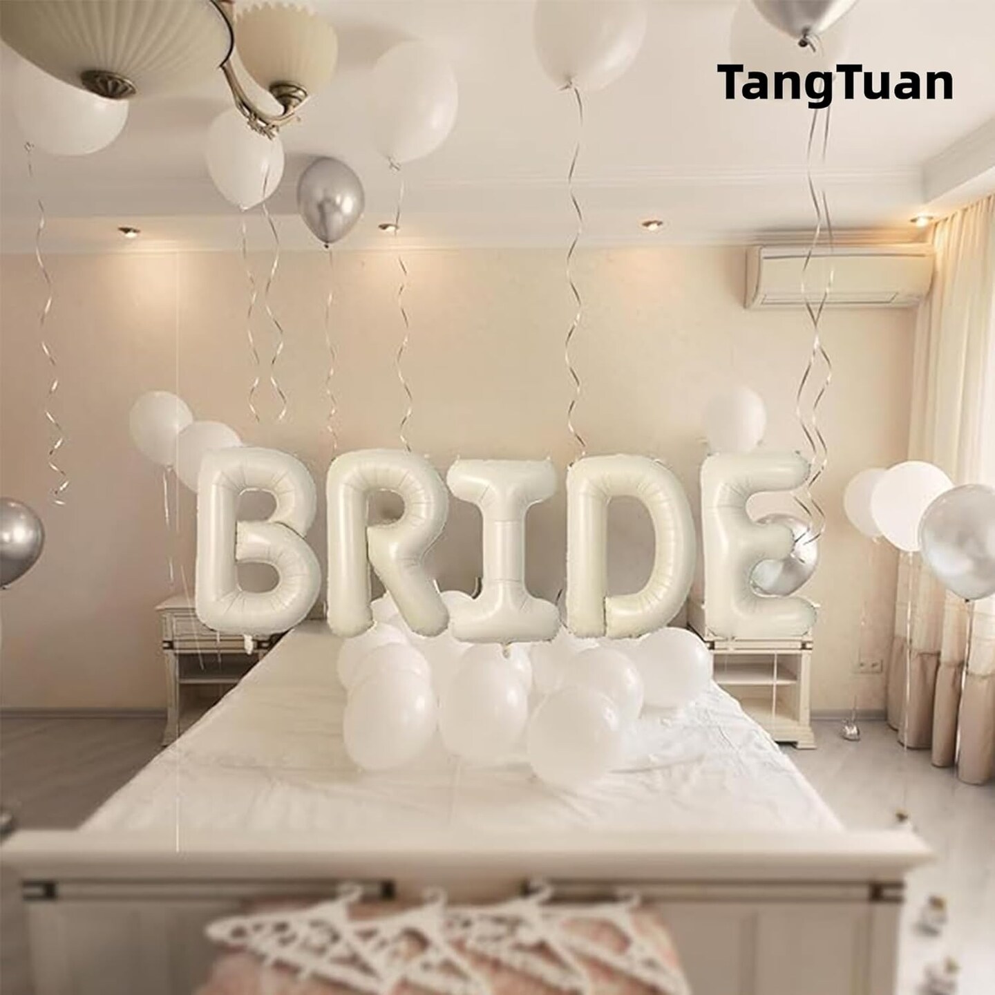 40 Inch BRIDE Balloons, Bachelorette party decorations for Bridal Shower, Large Beige Sand Bride Mylar Foil Letter Balloon, Ivory Alphabet Banner for Wedding Party Decorations