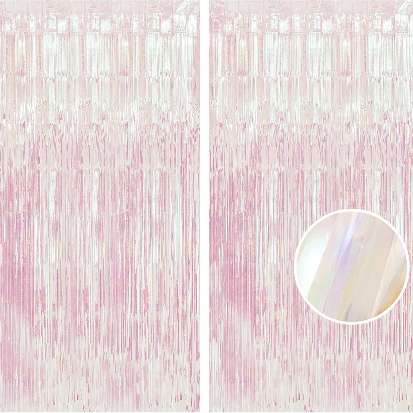Party Decorations Iridescent Foil Fringe Backdrops - 2 Pack 3.2 x 6.5 ft Holographic Tinsel Photo Booths Pros Streamer Curtains for Easter Girl Birthdays Engagement Unicorn Parties