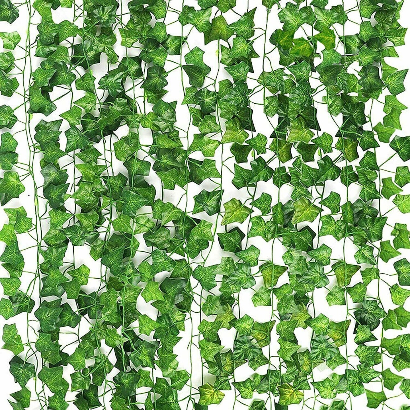 12 Pack Artificial Hanging Ivy Vine Garland - 6.9ft Silk Fake Plants for Home, Garden, Wedding Decor (72 Leaves/Vine, Weatherproof)