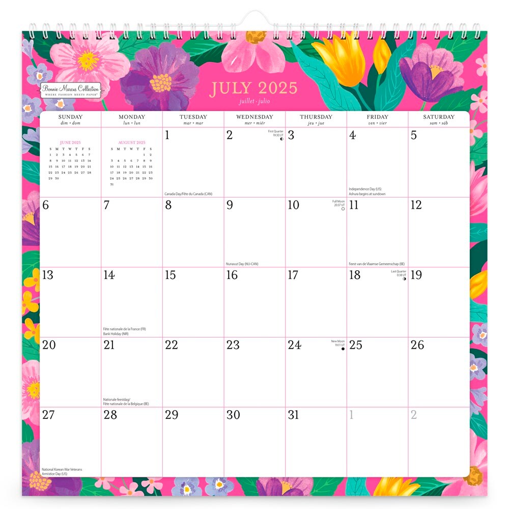 Bonnie Marcus OFFICIAL | 2026 12 x 12 Inch (Hanging) 18 Months Monthly Square Wire-O Calendar | Sticker Sheet | July 2025 - December 2026