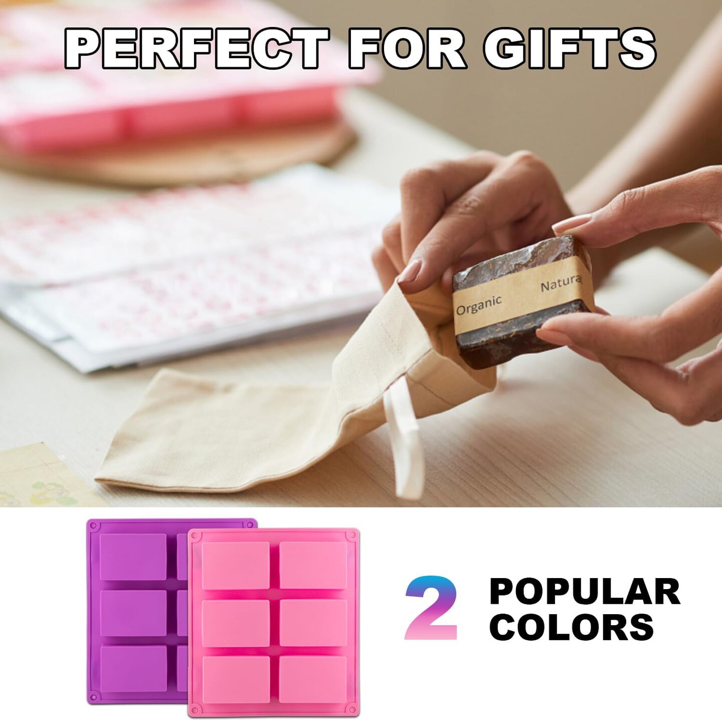 4 Pack Silicone Soap Molds, 6 Cavities Rectangle Silicone Soap Mold, Great for Homemade Craft Soap Bar Mold, DIY