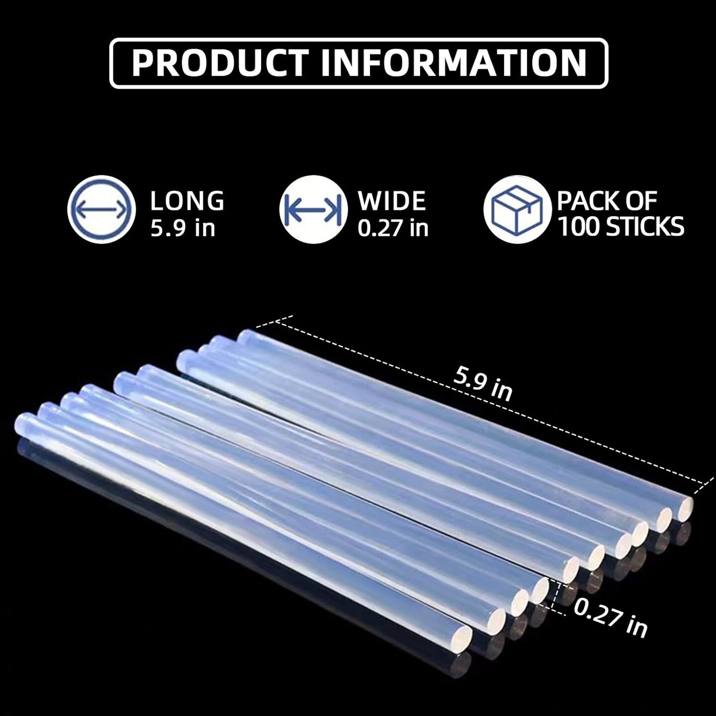 200 Count - Crystal Clear Hot Glue Sticks - Full Size, 5.9&#x22; x 0.27&#x22;, All-Purpose Glue for Crafting, Wood, Metal, Glass, Plastic, Fabric, Foam - Ideal for DIY, Scrapbooking &#x26; More