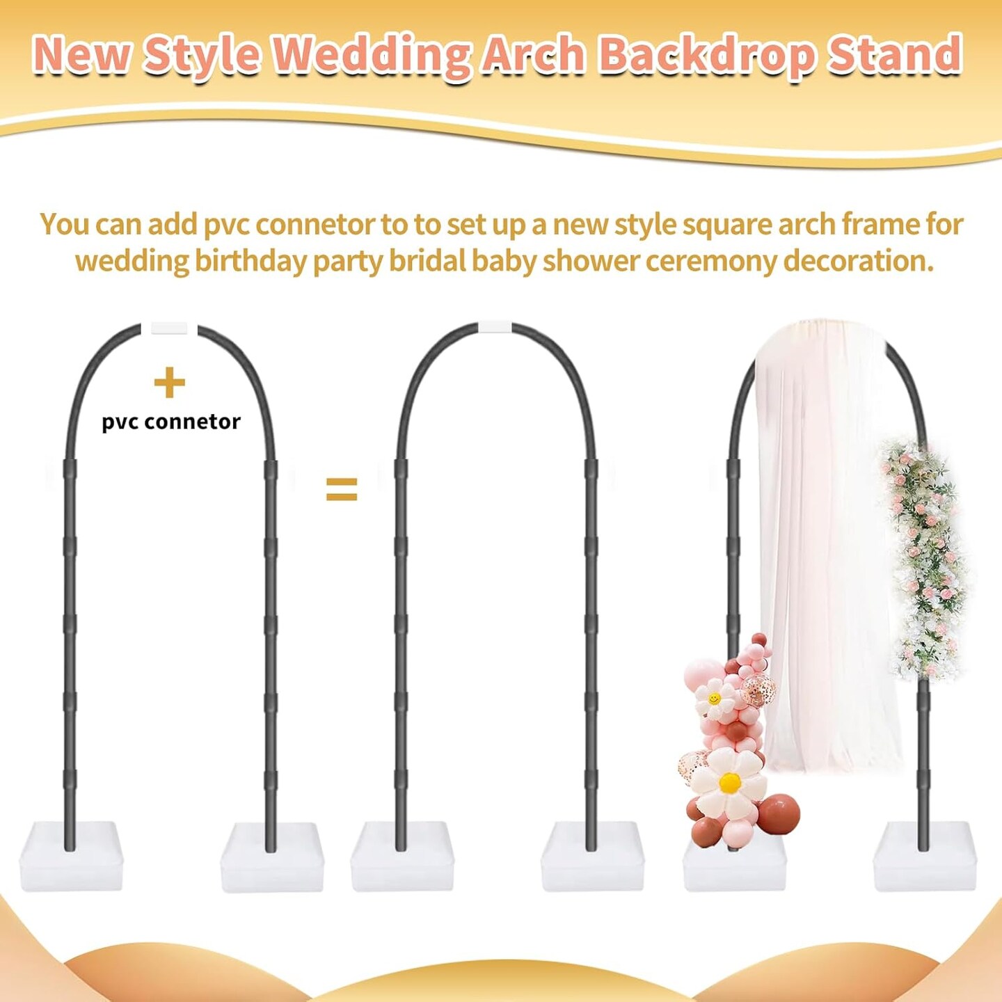 Balloon Arch Kit With Free Bending Shape Frame and Base Floor Stand for Wedding, Baby Shower, Graduation Decoration - Half Arch Balloon Garland