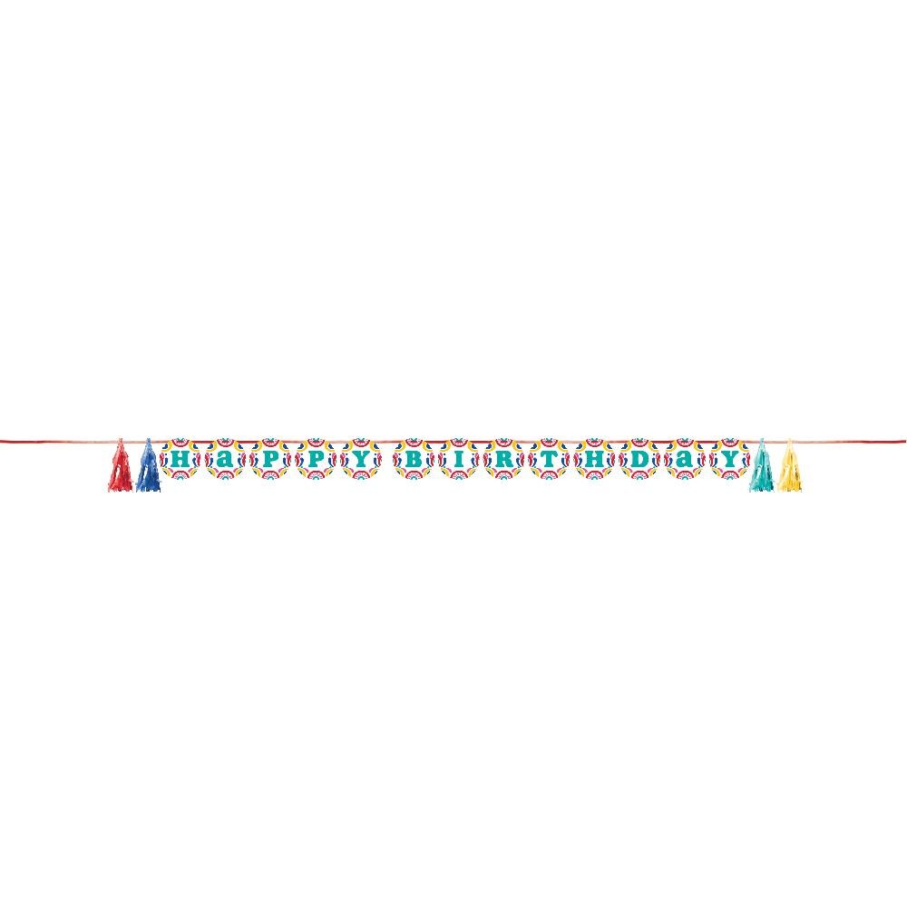12 pc Bulk Birthday Swirls Shaped Banner w/ Ribbon and Tassels