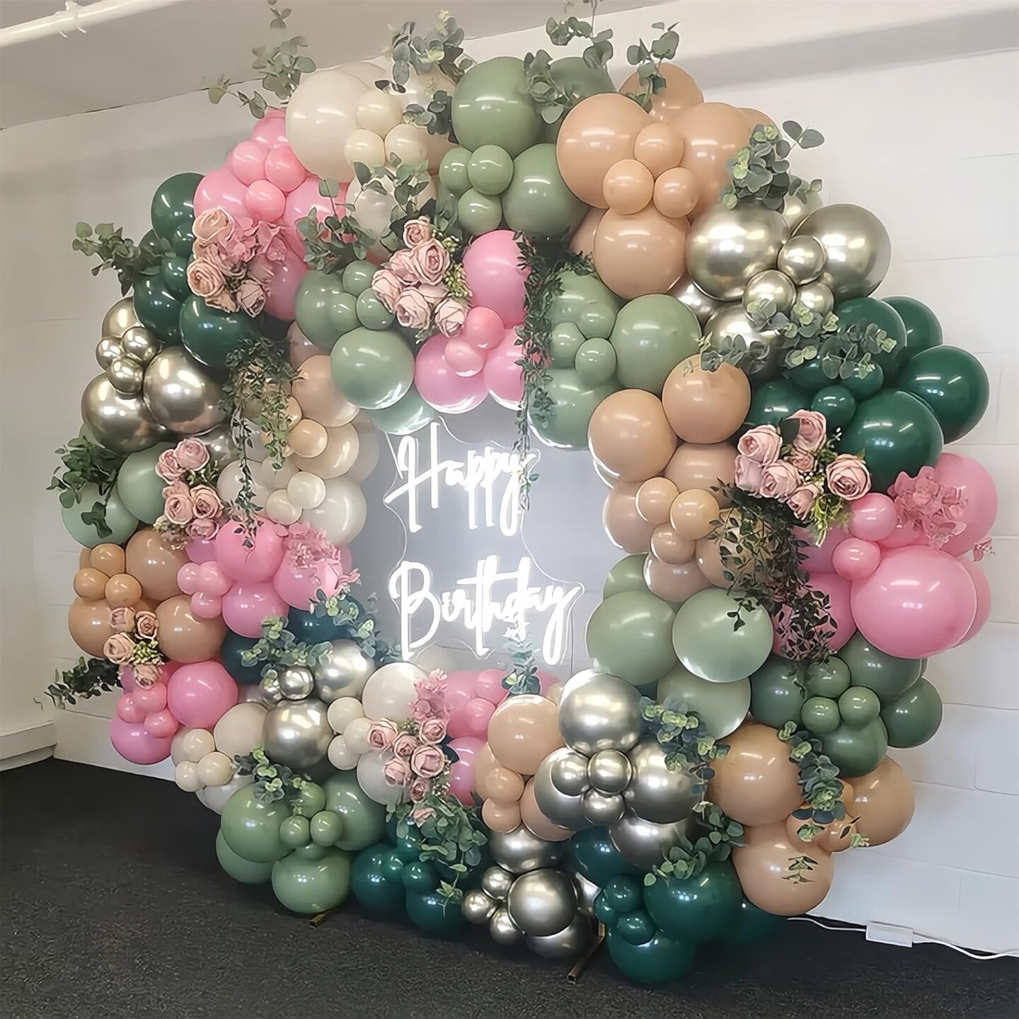 Sage Green & Pink Balloon Arch Kit 128pcs Latex Balloons Party Decorations