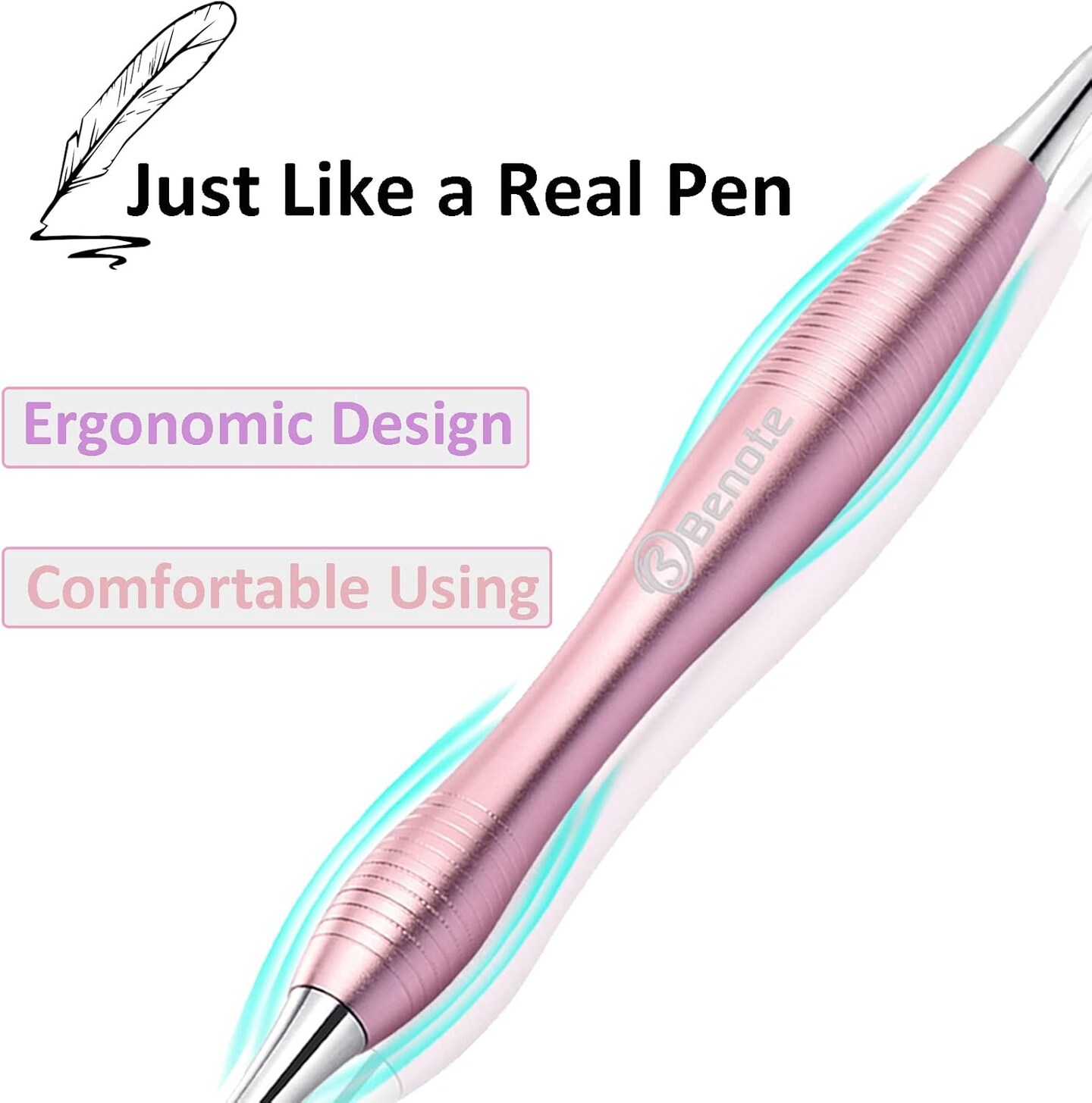 Diamond Art Painting Pen Accessories Tools, Metal Square and Round Tips Ergonomic Diamond Drill Pen Screw In Tip Multi Replacement Pen Heads for DP Cross Stitch - Rose Gold