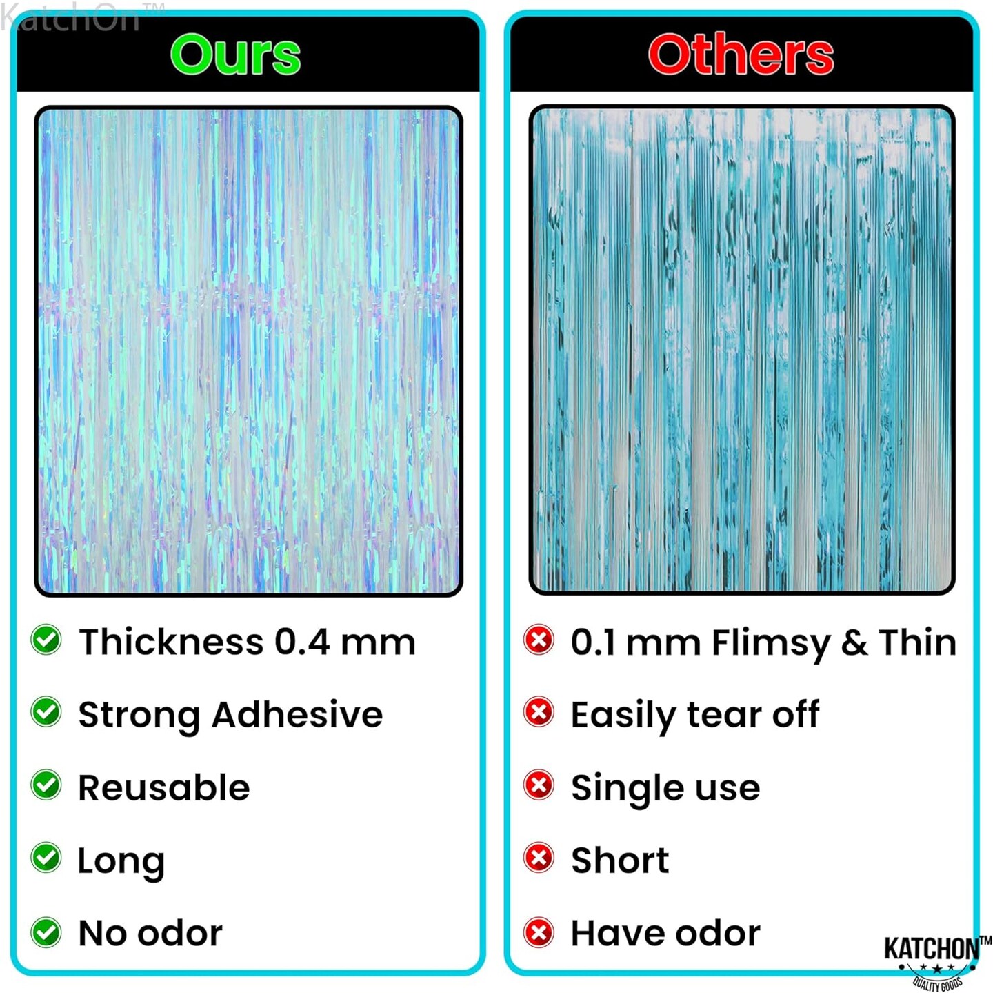 XtraLarge Blue Iridescent Streamers - 3.2x8 Feet, Blue Fringe | Mermaid Birthday Decorations, Iridescent Party Decorations | Bachelorette Party Decorations | Under The Sea Party Decorations