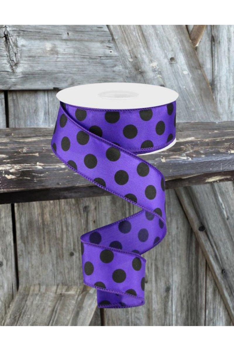 1.5&#x22; Large Polka Dot Ribbon: Purple &#x26; Black (10 Yards)