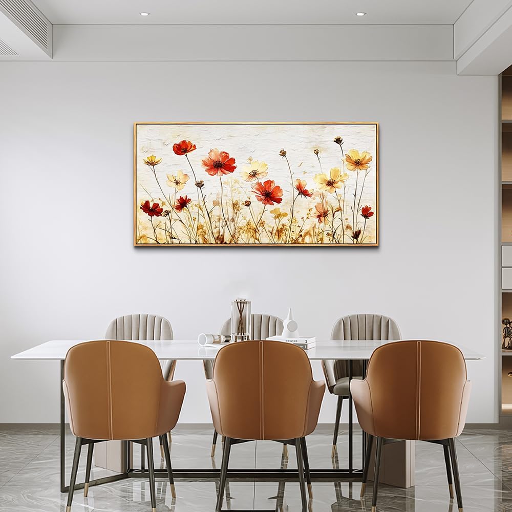 Large Framed Canvas Wall Art For Living Room Wall Decoration For Bedroom Abstract Flower Painting Wood Frame Dining Room Decor Artwork Prints Modern Room Home Decor Ready To Hang 20&#x22;X40&#x22;