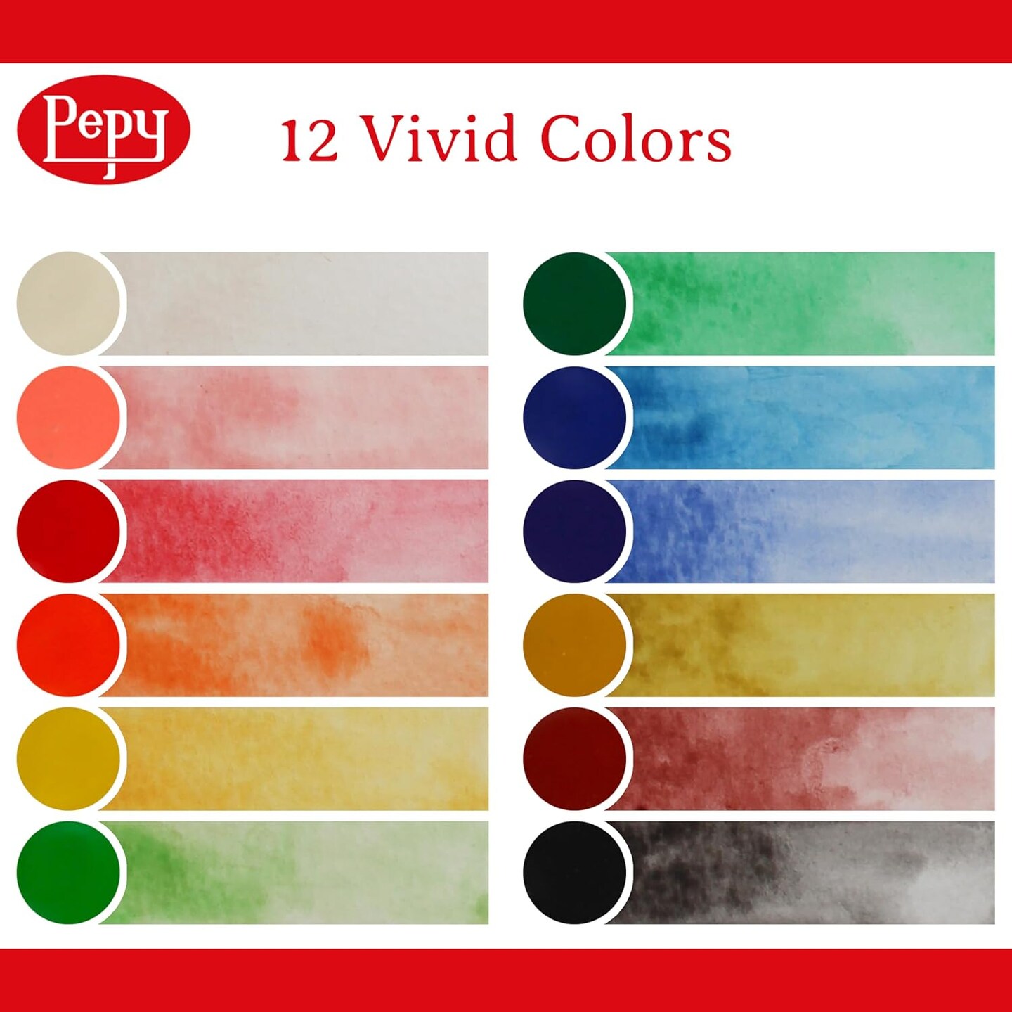 Watercolor Paint Set of 12 Colors; Includes Brush & Closable Mixing Tray, Multicolor