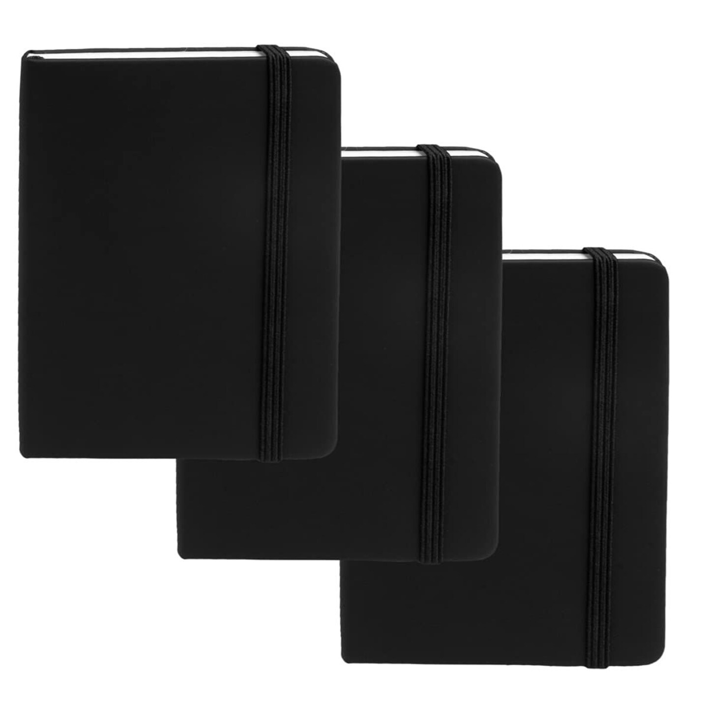 Simply Genius A6 Pocket Size Mini Notebooks with Hardcover - Ruled Small Journal Set for School, Home &#x26; Office - 124 pages (3.7&#x22; x 5.7&#x22;) with Inner Pocket (Black, 3 Pack)