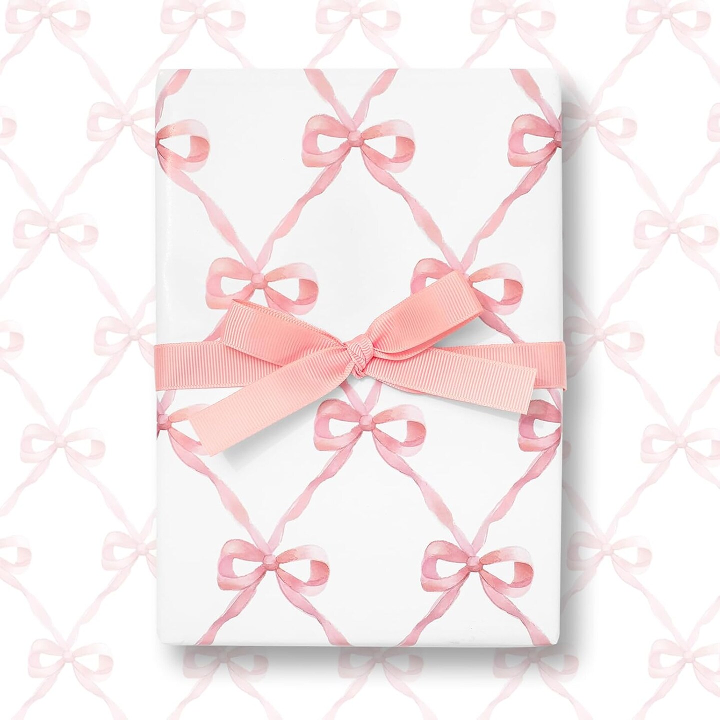 6 Sheets Pink Bow Wrapping Paper -Not Roll- Gift Wrap Paper Folded Flat Large Craft Paper for Birthday Baby Shower Party Supplies, 27.6 x 39.4 Inch