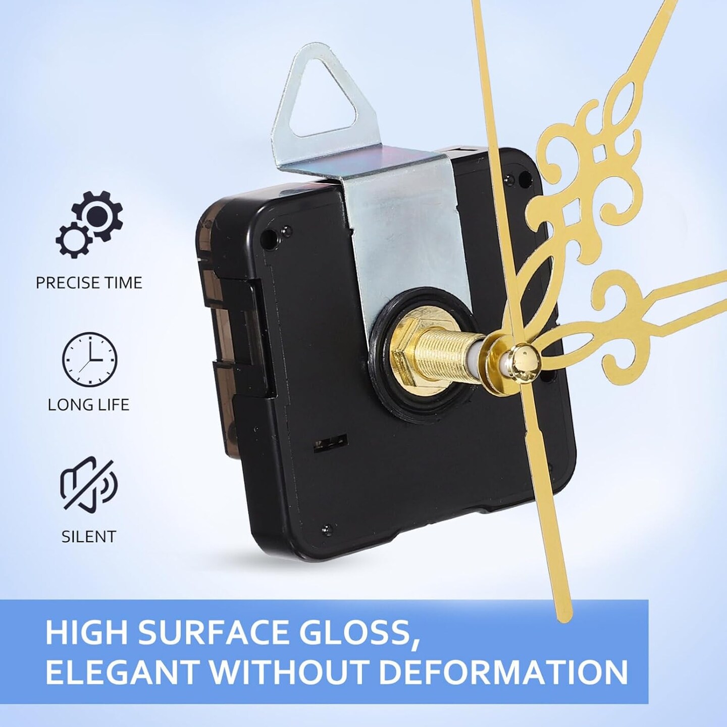 DIY Clock Repair Kit – Gold Needle Quartz Movement (29 mm Shaft) with 6 Hands, 7.09×2.48×1.93 Inches