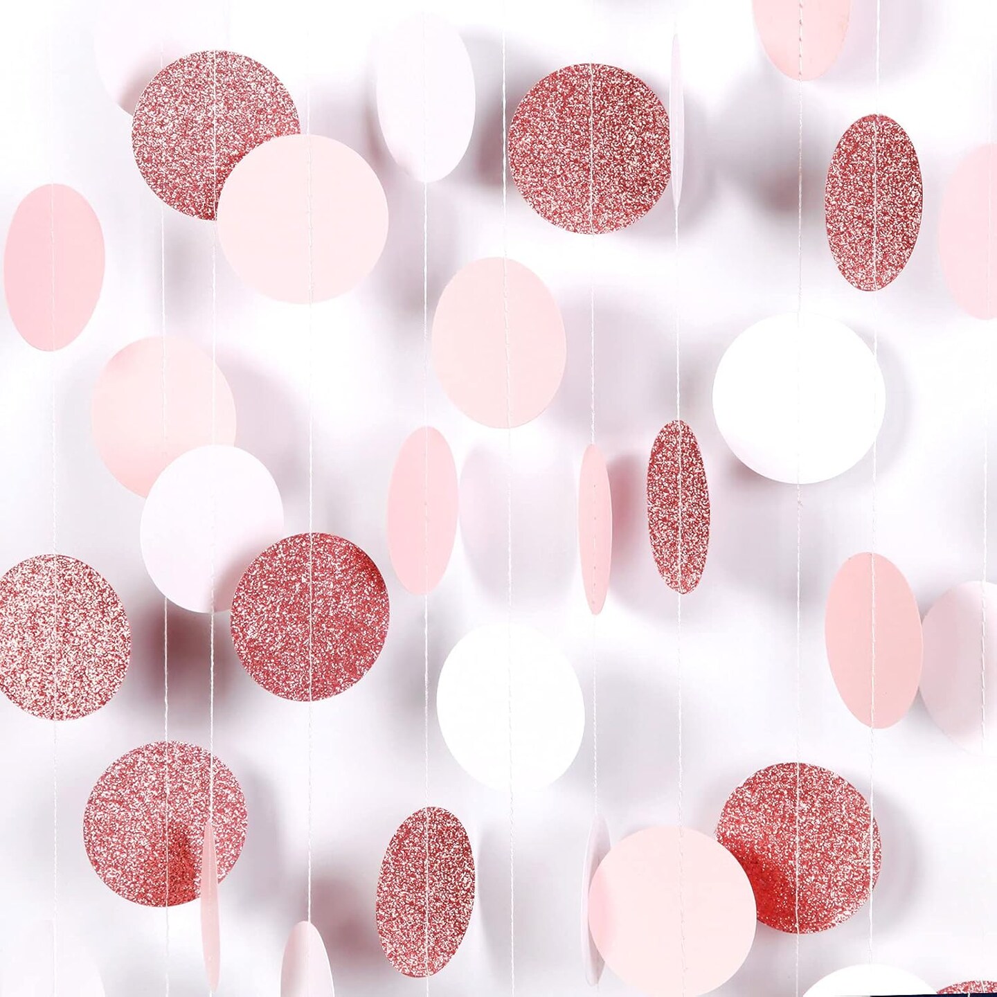 Rose-Gold Pink White Party Decorations Paper-Garland - 52Ft Birthday Baby Bridal Shower Decoration Streamers Banner,Mothers Day Bachelorette Engagement Wedding Party Supplies Bunting