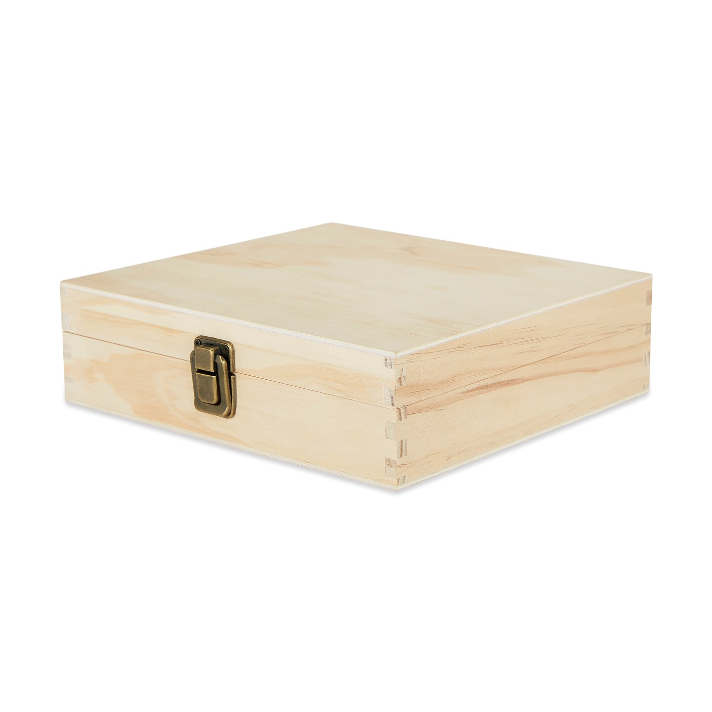Makerflo Natural Pine Wood Cigar Box, Hinged Back & Front Clasp, Black Felt Lined, 8.5" x 8" x 2.4", Ideal for Craft - (Laser Engraving, Epoxy, UV DTF, and Vinyl)