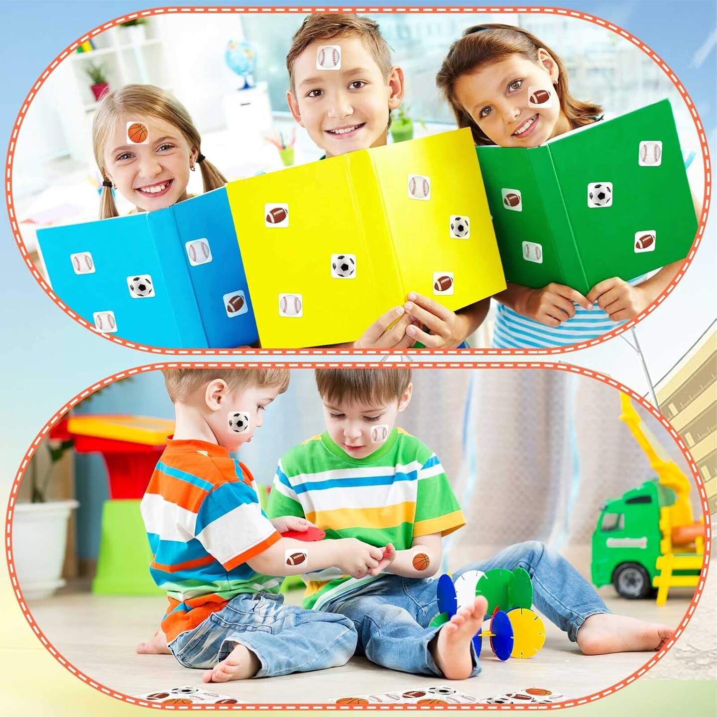 600 Pieces Sports Stickers for Kids Soccer Baseball Football Stickers Basketball Football for Kids Teacher for Ball Themed Birthday Party Classroom Decorations(Multiple Balls)