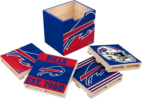 NFL Unisex-Adult NFL Team Logo 4-Pack Pallet Beverage Drink Coaster Set