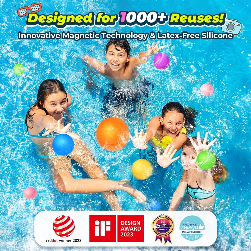 16Pcs Summer Reusable Water Balloons for Kids, Pool Beach Water Toys for Boys and Girls, Summer Toy for Outdoor Games