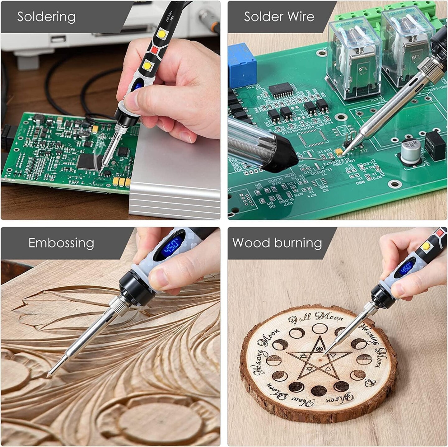Pyrography Pen Kit 43Pcs, Soldering Iron Kit, Wood Burning Kit 80W with Adjustable Temperature 200~450&#x2103;, DIY Tool Set for Embossing/Carving/Soldering/Pyrography