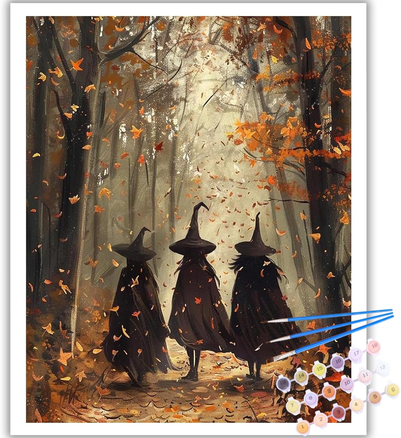 Fall Paint by Numbers Kit for Adults, Witch Paint by Number Adult, Painting by Numbers for Gifts and Home Interior Decor 16x20 Inch