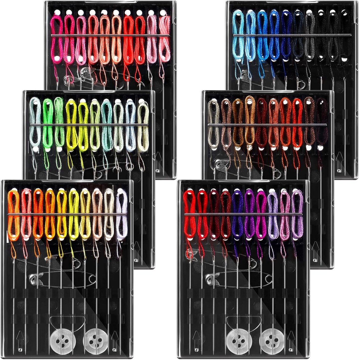 6 Boxes (60 Pcs) Pre Threaded Needle Kit Assorted Color (Mixed Color)