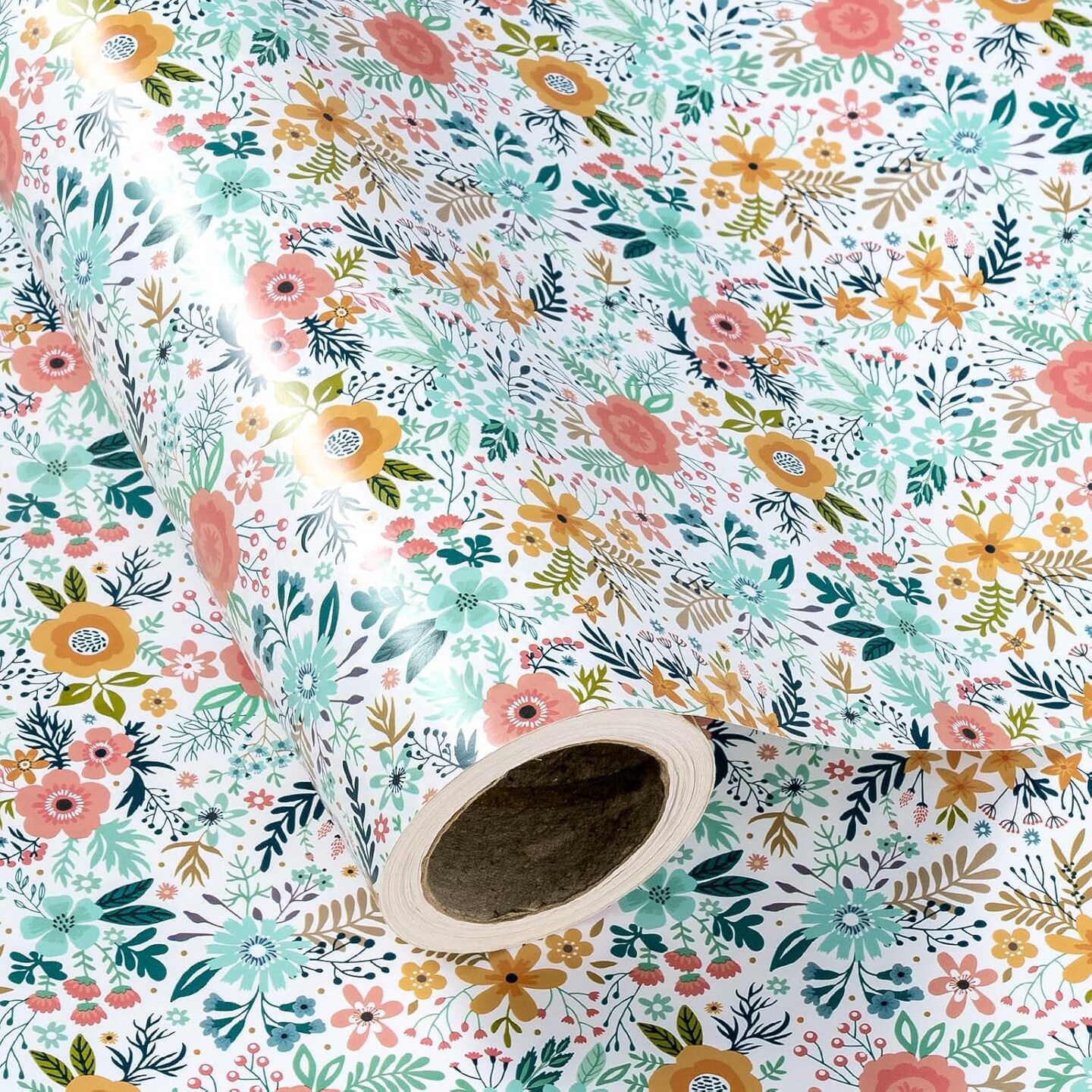 30 Inch Jumbo Floral Wrapping Paper Roll – 30” x 33 ft, Spring & Summer Garden Flower Design for Weddings, Bridal Showers, Birthdays & Baby Showers (Garden Flower)