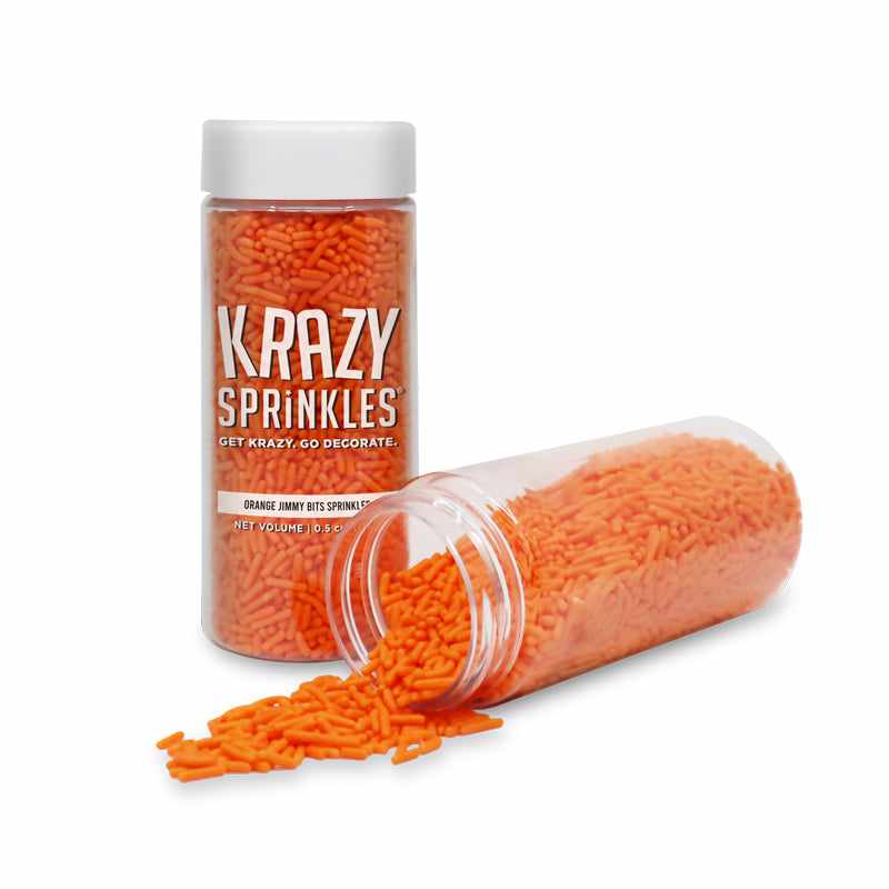Krazy Sprinkles - Orange Jimmies (1/2 Cup, 1x Jar) for Cakes, Ice Cream & Cookies