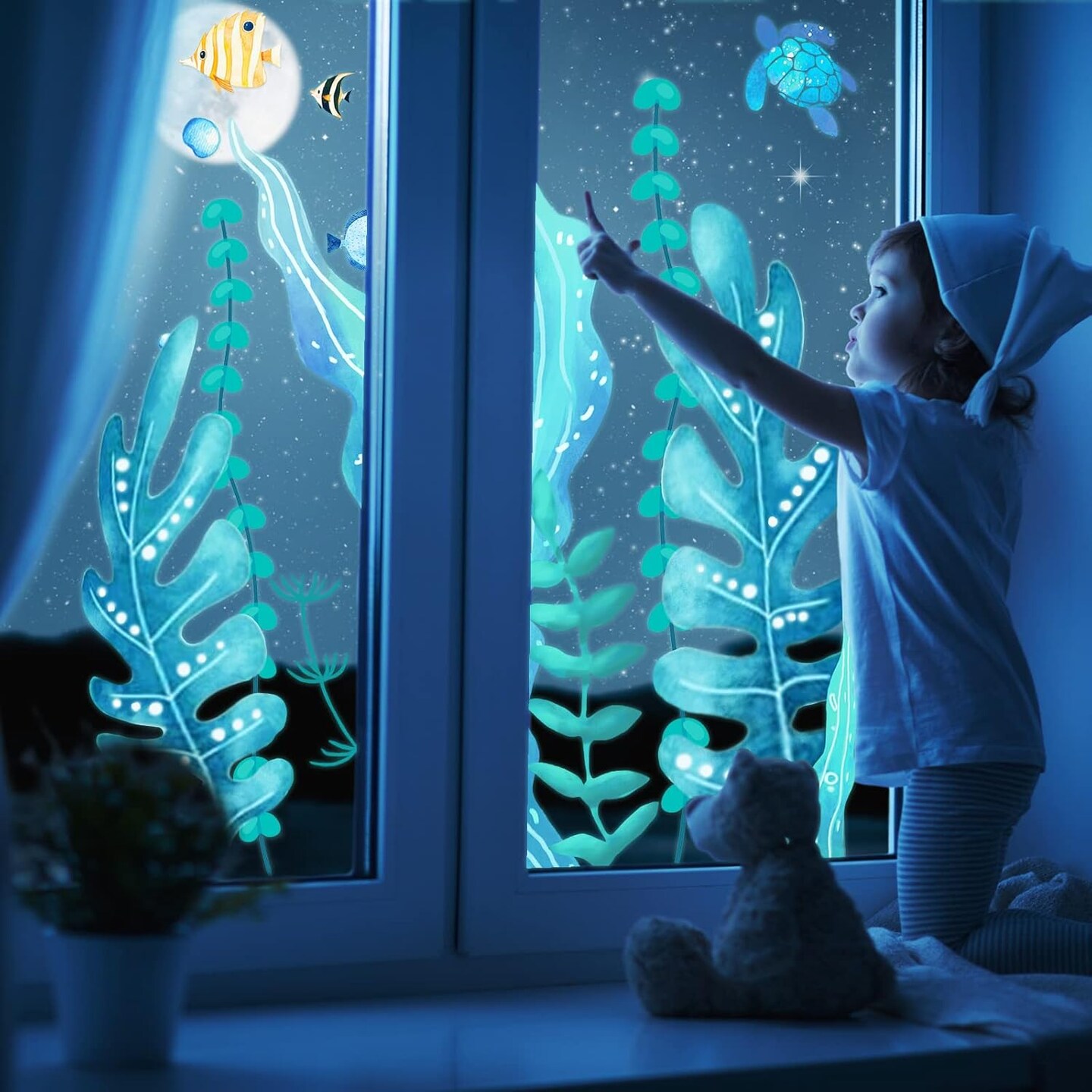 5 Sheets Ocean Wall Decals – Sea Turtle, Jellyfish & Fish Stickers for Bedroom & Nursery