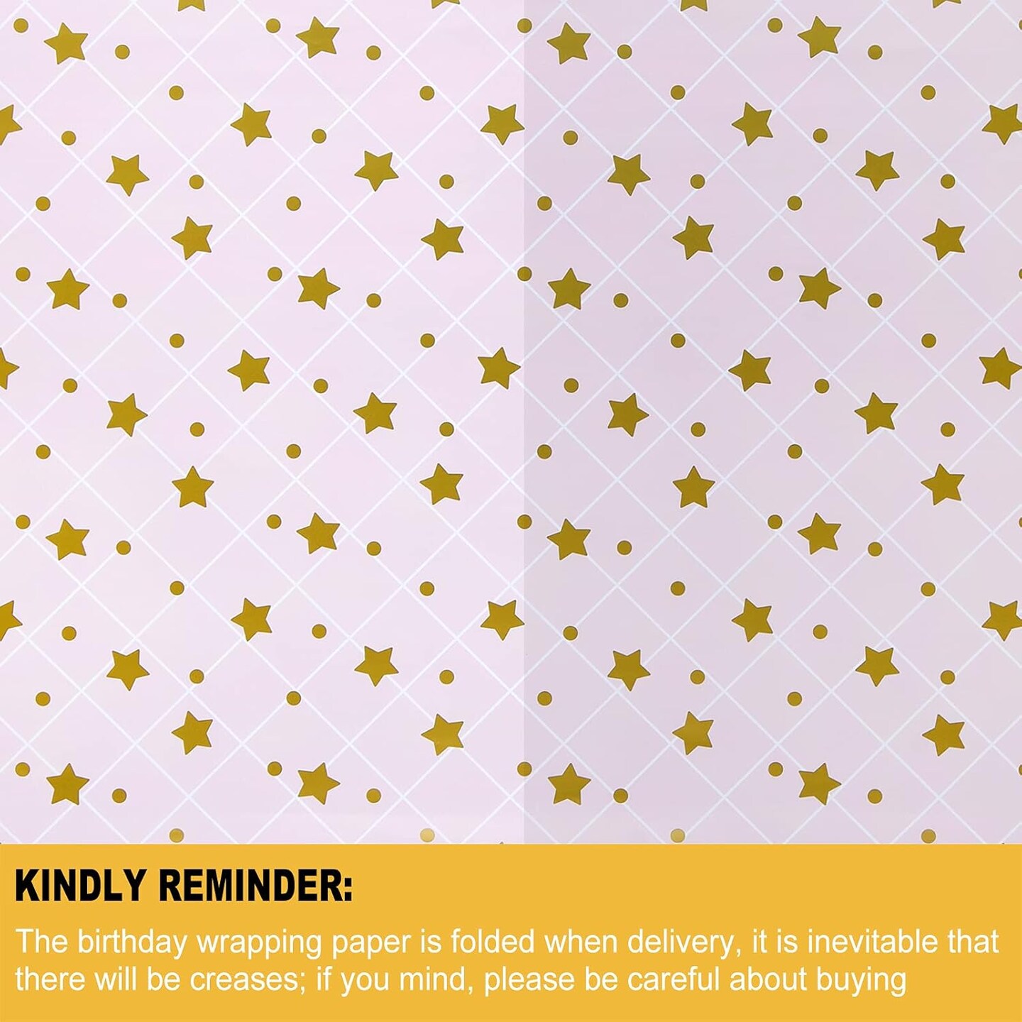 6 Sheets Gold and Pink Birthday Gift Wrapping Paper, Gold Pink Gift Wrap Paper for Wedding