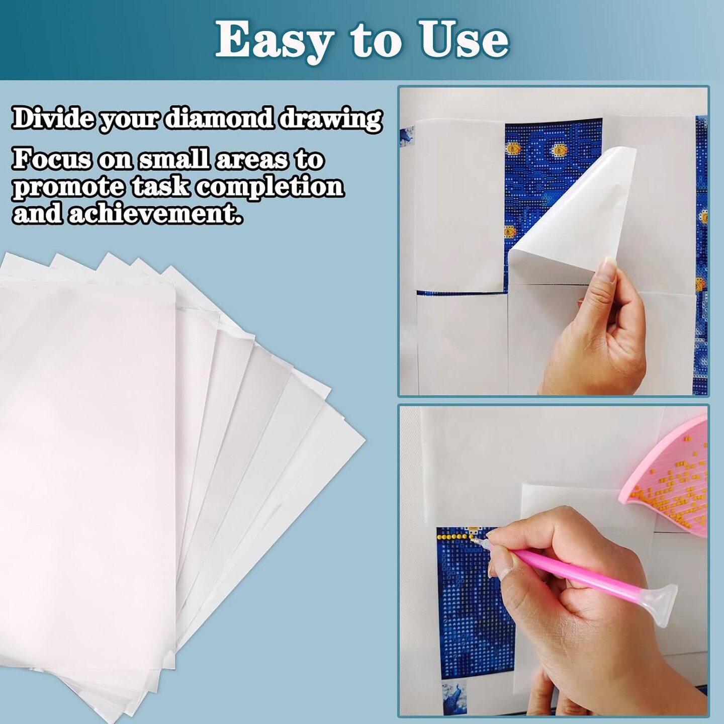 Diamond Painting Release Paper, Double-Sided Non-Stick Release Paper for Diamond Art 15x10cm Diamond Painting Cover Replacement for 5D Diamond Painting Accessories and Tools - 200 Pieces