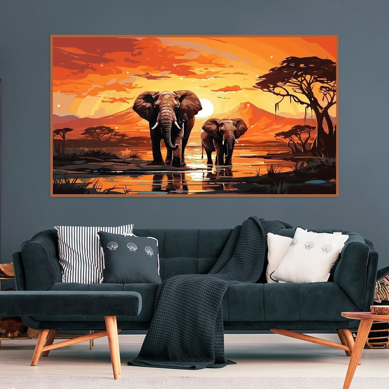 Elephant Diamond Painting Kits for Adults - Art Beginner, Large Size 5D DIY Full Drill Dots Animal Paintings with Diamonds Gem and Crafts Gem Art Painting Kits Home Wall Decor 27.5 x15.7inch