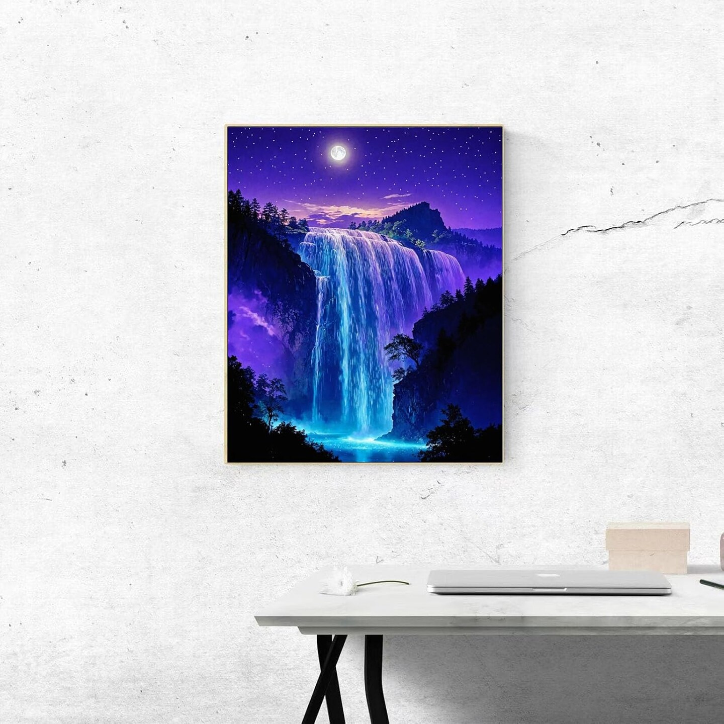 Paint by Numbers Kit for Adults, Starry Waterfall Paint by Number Kits for Beginner Acrylic On Canvas Forest Oil Painting Kit Adults' Paint-by-Number Kits for Gift Home Wall Decor 16x20 Inch