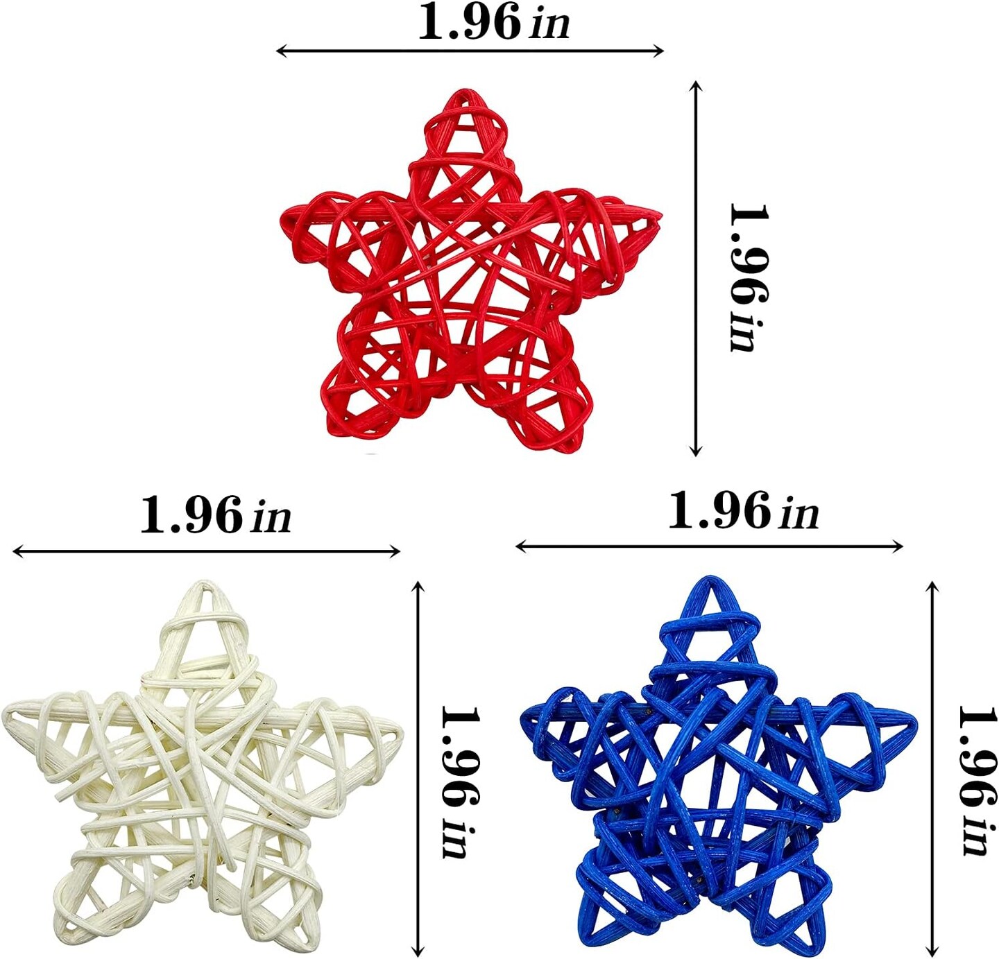 36PCS Natural Rattan Stars for 4th of July Decorations