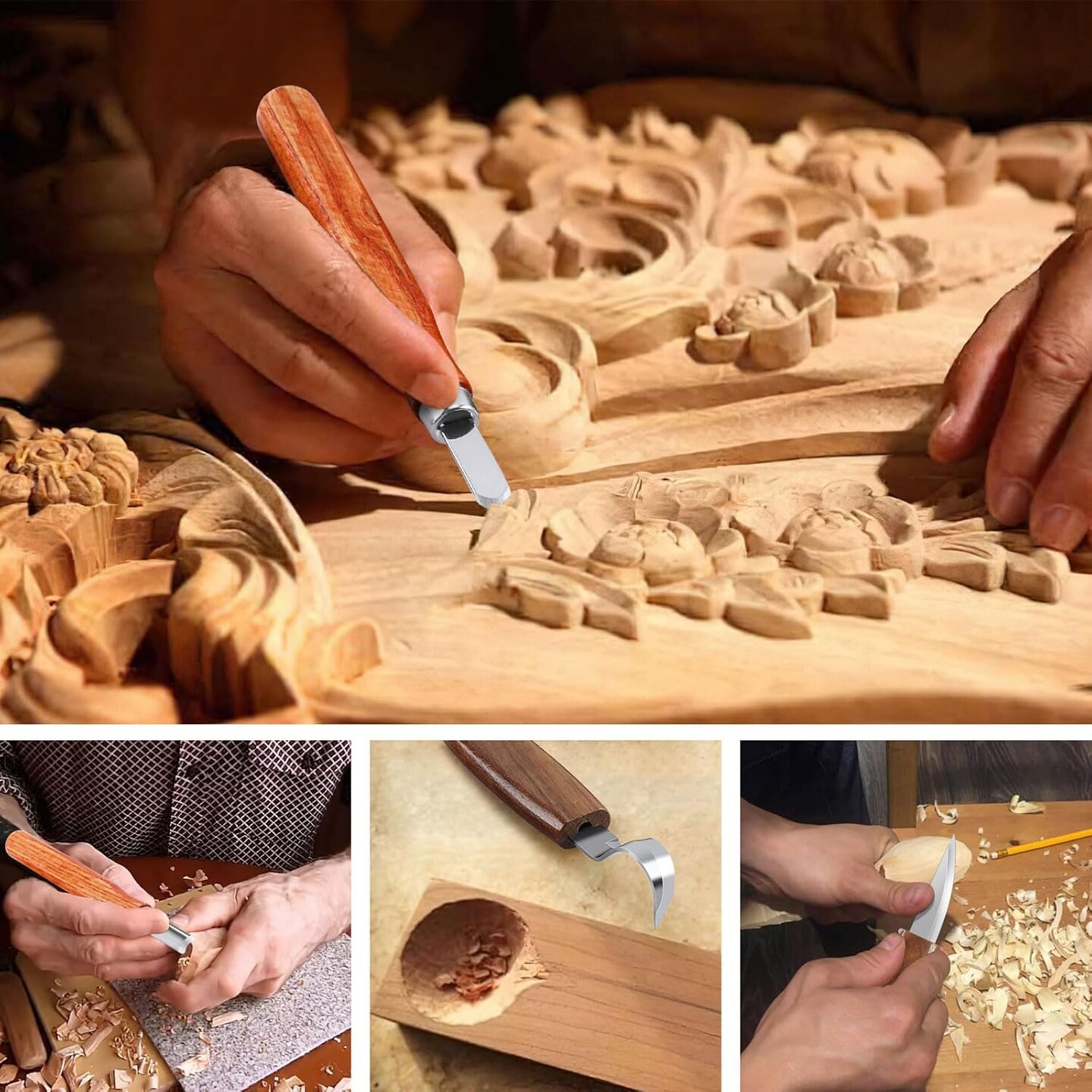 Wood Carving Kit, 17 Pack Wood Whittling Kit Hand Carving Knife Tools Set for DIY Sculpture Carpenter Experts & Beginners