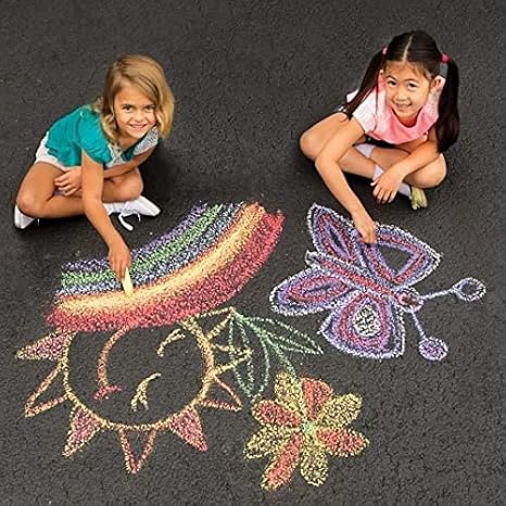 S&#x26;S Worldwide Giant Box of Jumbo Sidewalk Chalk, 126 Pieces, 9 Colors - Bulk Set Color Splash Outdoor Colored Chalk for Kids and Toddlers Ages 3+, Non-Toxic