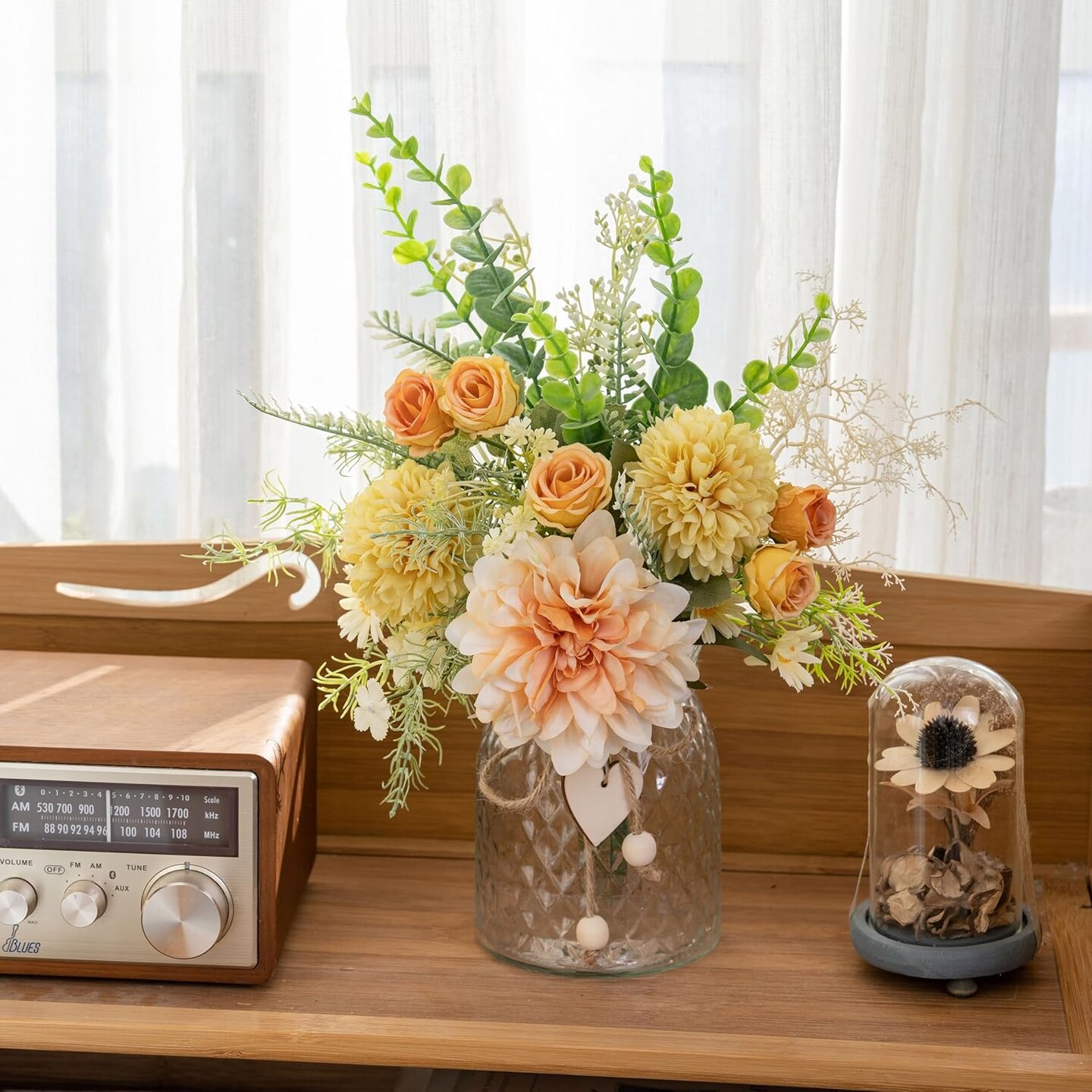 Spring Silk Artificial Yellow and Organe Dandelion Arrangement Centerpiece
