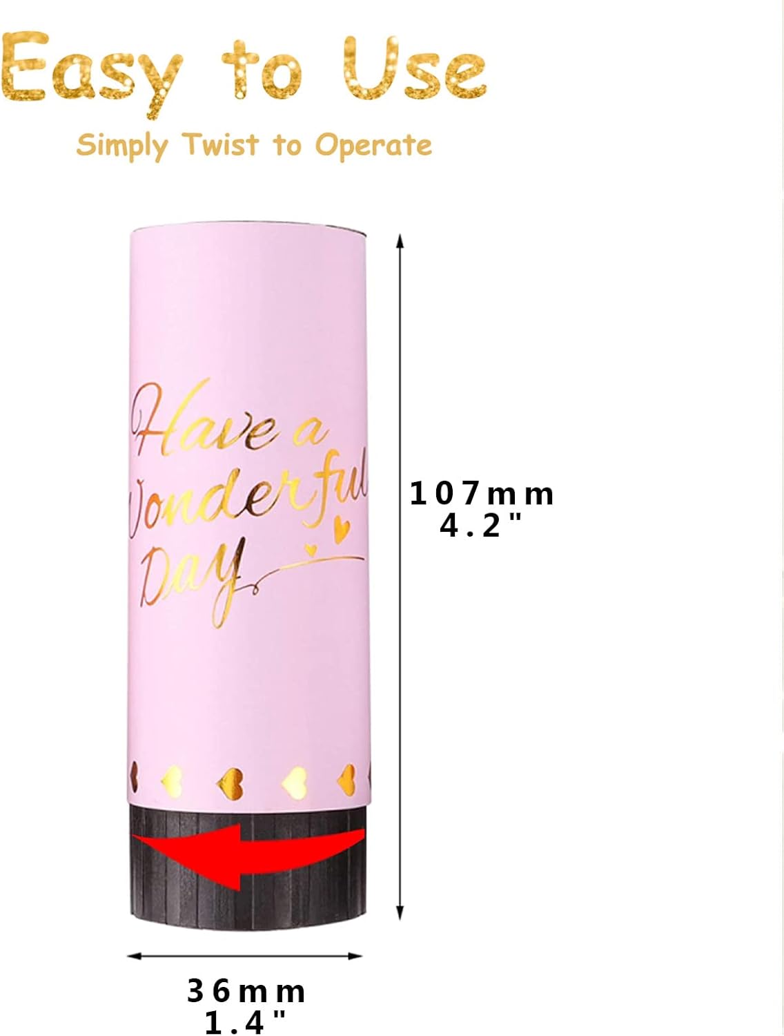 Pink Confetti Party Confetti Cannon, 6 Pack Mini Party Poppers Pink Confetti Cannon Shooters Biodegradable Confetti for Wedding Kids Birthday Party Supplies