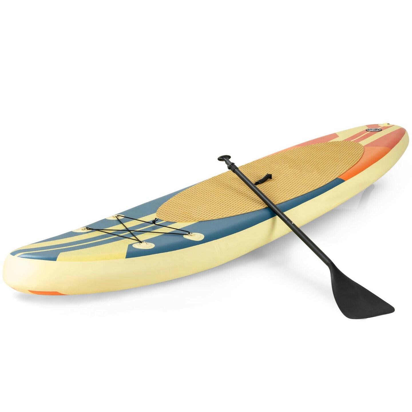 Yellow PVC Inflatable Paddle Board Adjustable Paddle Full Equipment Backpack