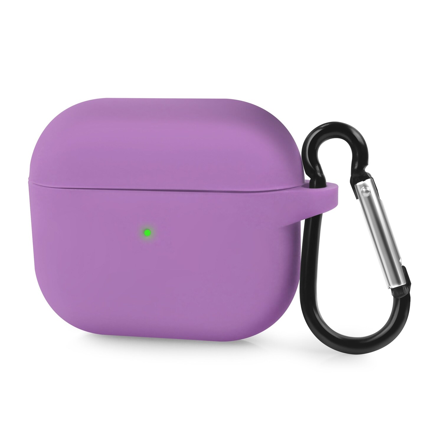 Insten Silicone Case Compatible with Airpods 3 3rd Gen 2021 Earbuds Protective Cover, Front LED Visible, with Carrying Keychain for Girls Women Boys Men, Purple