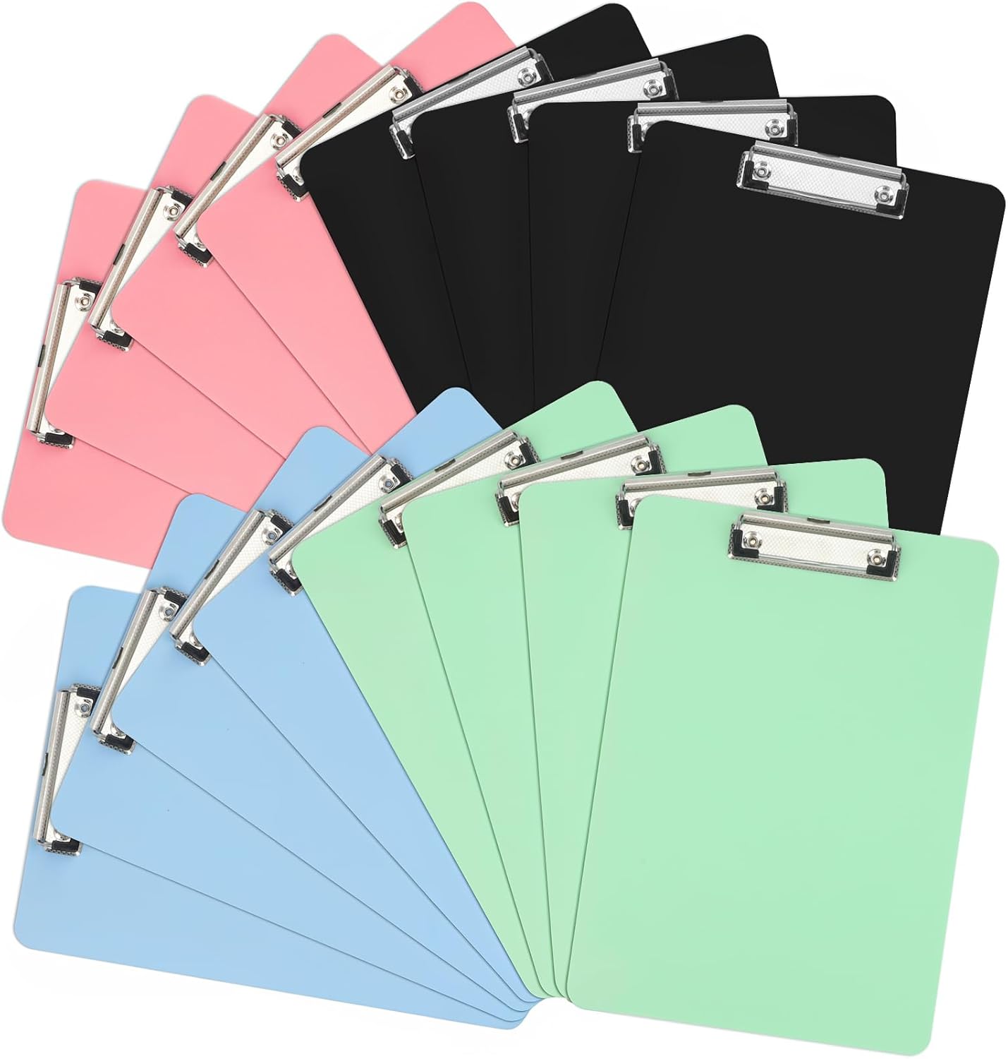 16 Pack Plastic Clipboards Multiple Colors Clip Boards with Low Profile Metal Clip, Hanging Clipboard, Standard A4 Letter Size for Students, Teachers, Doctors, Nurses, Office Clerks