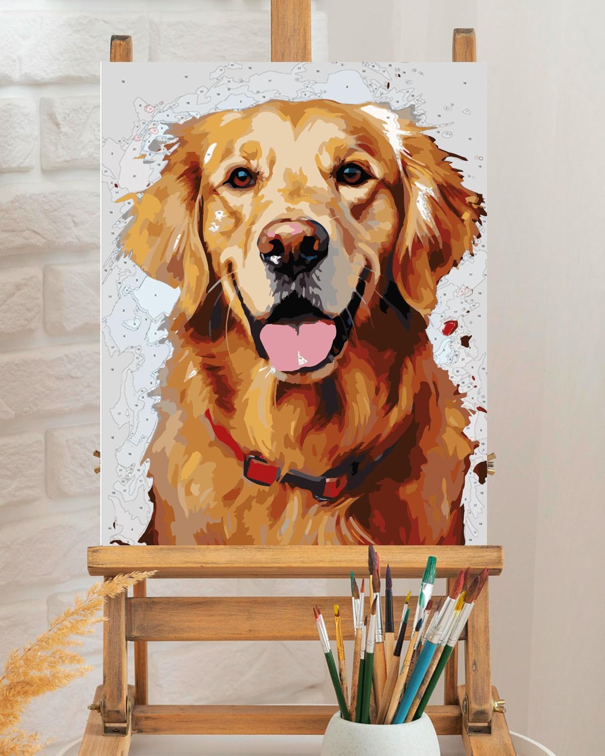Golden Retriever Paint by Numbers Kit for Adults,Dog Adult Paint by Number Canvas