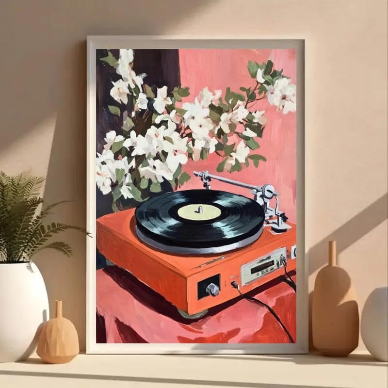 Paint by Numbers Kit for Adults,Retro Records Painting by Numbers,DIY Acrylic Paint Kit Arts and Crafts for Adults Without Frame,Easy Adult Paint by Number Kits on Canvas for Decor 16x20inch