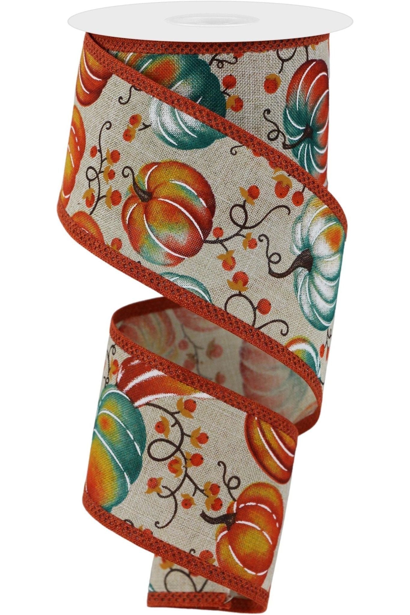 2.5&#x22; Pumpkins Bittersweet Ribbon: Light Natural (10 Yards)
