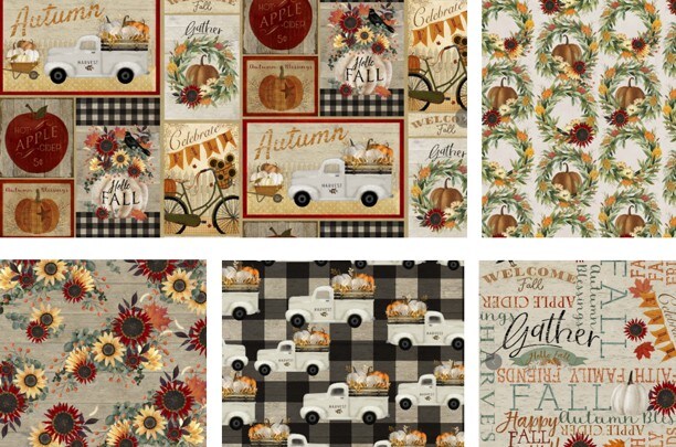 Fall Harvest Fat Quarter Bundle 5 pc 18&#x22;x21&#x22;