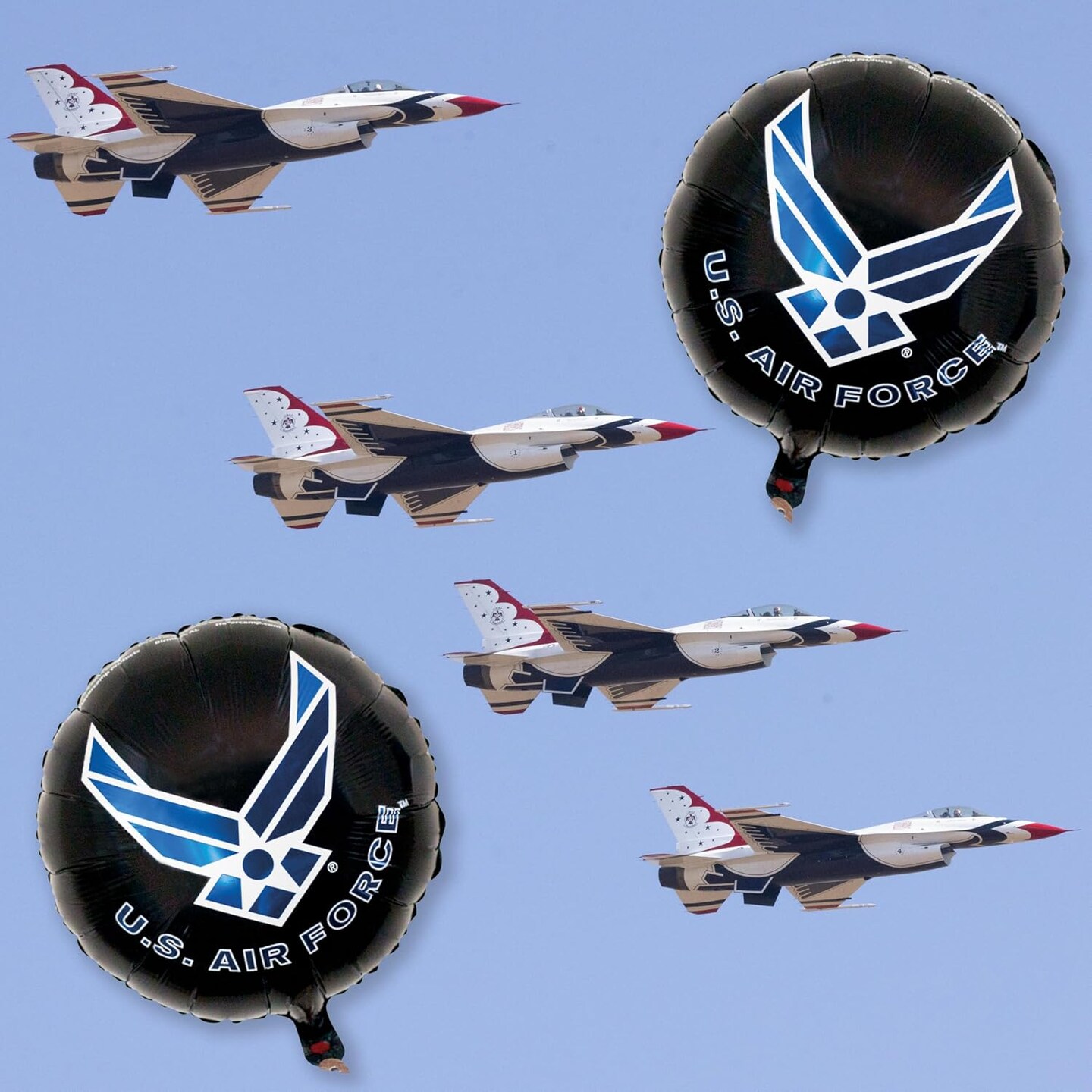 U.S. Air Force logo, 3-18&#x201D; Round Mylar Balloons. Officially Licensed with the U.S. Air Force!