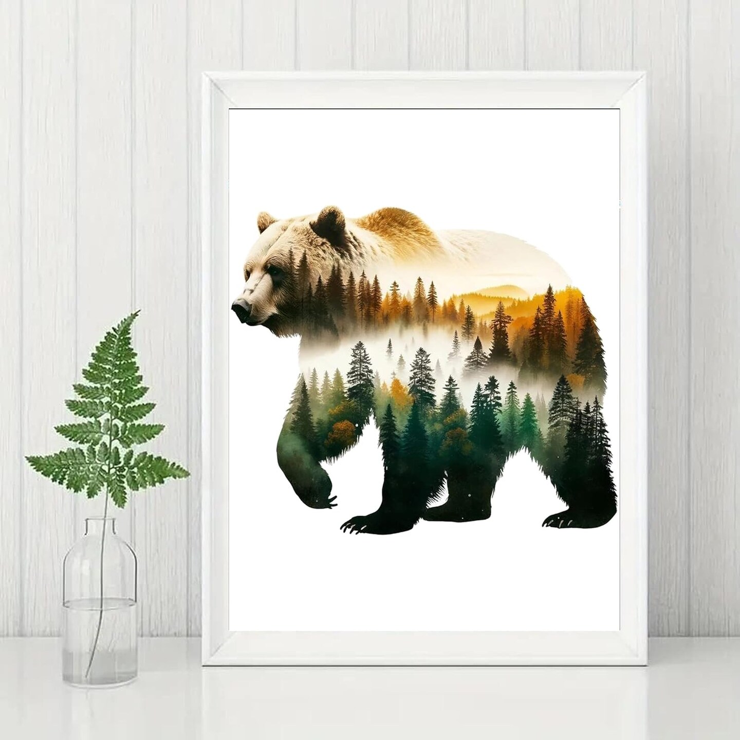 5D Diamond Painting Kits for Adults, Animal Bear Forest Scene Diamond Art Kits for Adults Beginner, DIY Full Drill Diamond Dots Paintings with Gem Art and Crafts Home Wall Decor 8x12inch