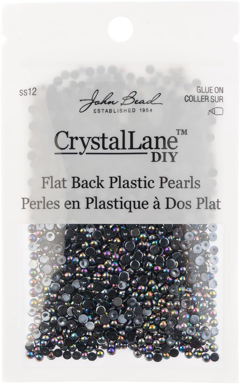 Crystal Lane DIY SS12(3mm) Plastic Pearl Flatback Rhinestones, 1850pcs